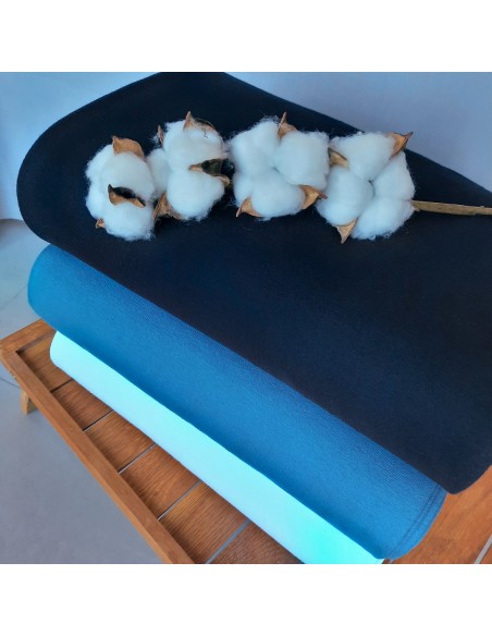 Bord côte de coton biologique Cranberry, Blanc