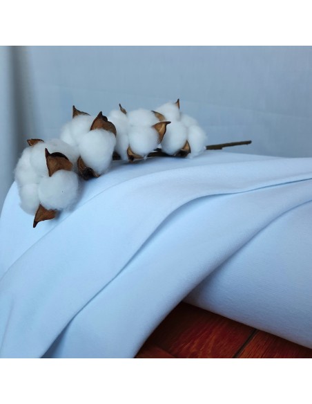 Bord côte de coton biologique Cranberry, Blanc