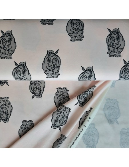 Cranberry, Jersey de coton biologique GOTS, Rhinocéros, Bloome Copenhagen