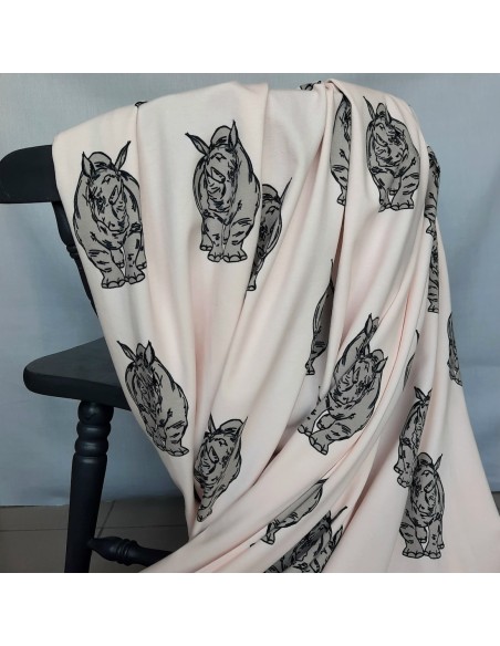 Cranberry, Jersey de coton biologique GOTS, Rhinocéros, Bloome Copenhagen