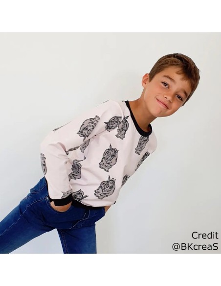 Cranberry, Jersey de coton biologique GOTS, Rhinocéros, Bloome Copenhagen