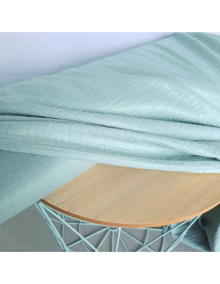 Double gaze de coton Cranberry, vert d'eau, paillettes