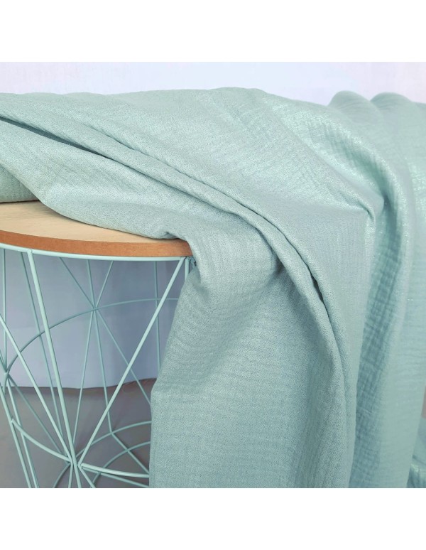 Double gaze de coton Cranberry, vert d'eau, paillettes