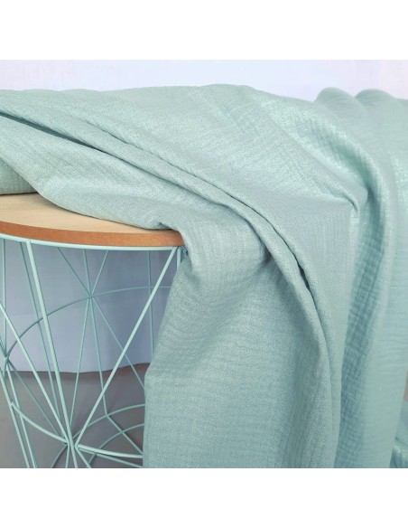 Double gaze de coton Cranberry, vert d'eau, paillettes