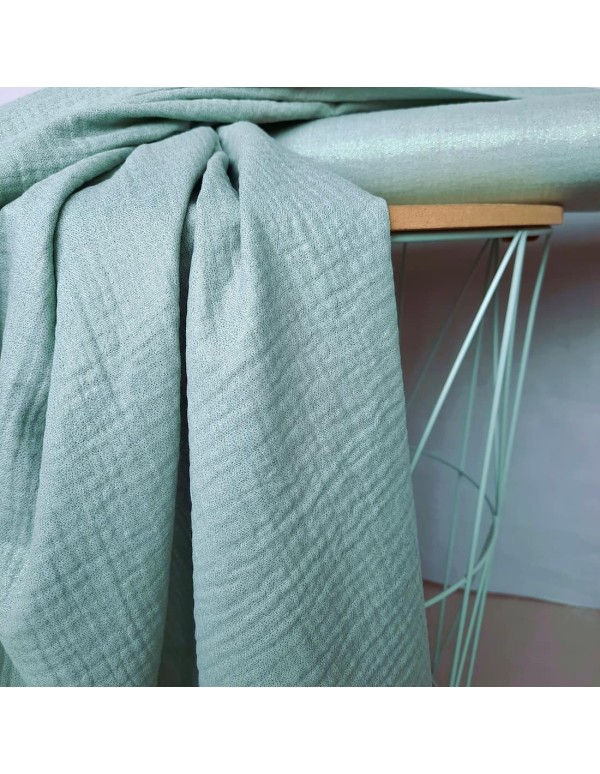 Double gaze de coton Cranberry, vert d'eau, paillettes