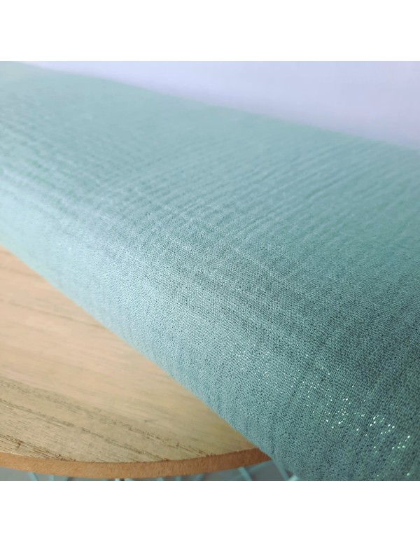 Double gaze de coton Cranberry, vert d'eau, paillettes