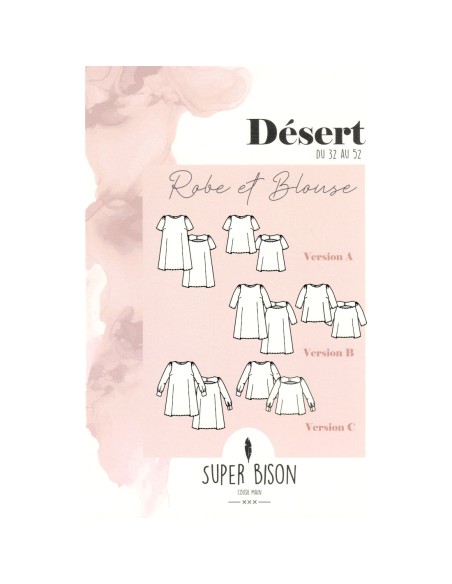 Cranberry, Patron Femme, Robe et Blouse Desert du 32 au 52, Super Bison