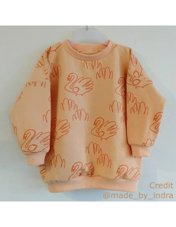 French Terry de coton Cranberry, Let me be a Swan