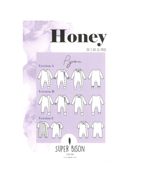 Cranberry, Patron Bébé Mixte, Pyjama Honey (du 3 au 24 mois), Super Bison