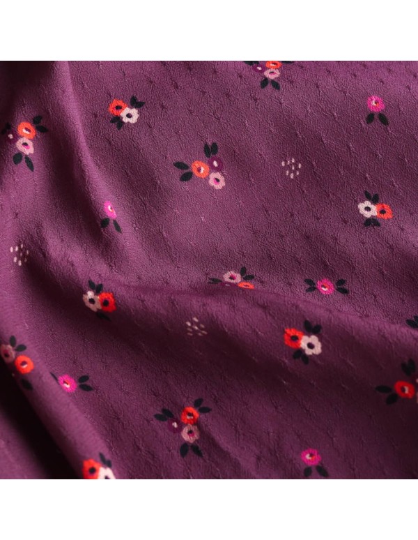 Crêpe plumetis de viscose Cranberry, Rêverie, Lise Tailor