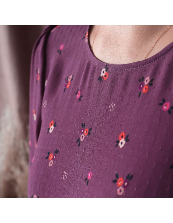 Crêpe plumetis de viscose Cranberry, Rêverie, Lise Tailor