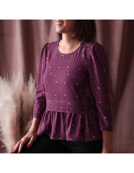 Crêpe plumetis de viscose Cranberry, Rêverie, Lise Tailor