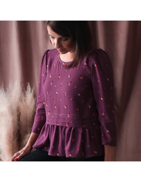 Crêpe plumetis de viscose Cranberry, Rêverie, Lise Tailor