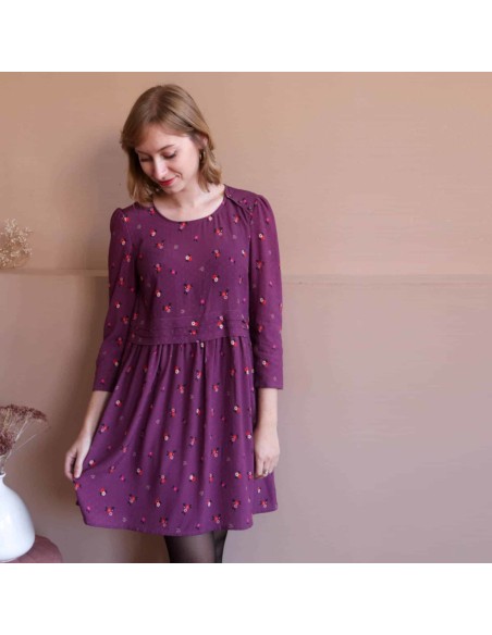 Crêpe plumetis de viscose Cranberry, Rêverie, Lise Tailor