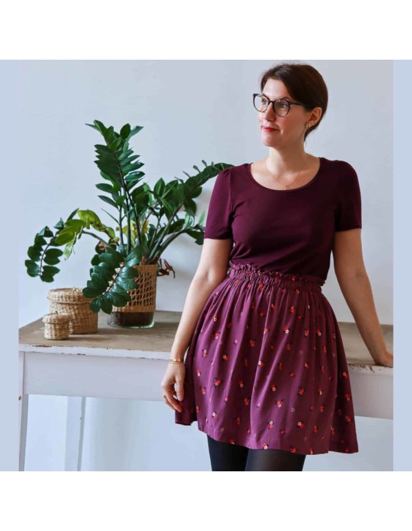 Crêpe plumetis de viscose Cranberry, Rêverie, Lise Tailor