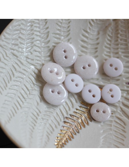 Cranberry, Bouton glitter deux trous, Blanc cassé (12mm), Lise Tailor