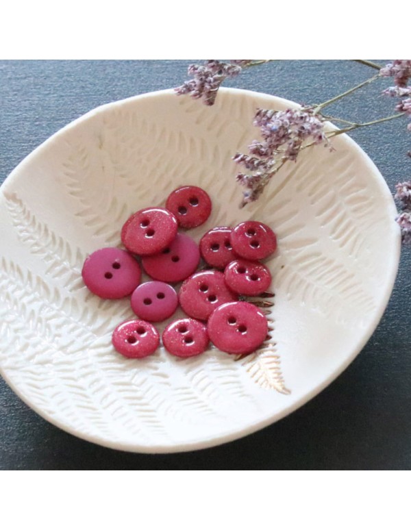 Cranberry, Bouton glitter deux trous, Fuchsia (12mm), Lise Tailor