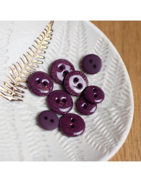 Cranberry, Bouton glitter deux trous, Violet (12mm), Lise Tailor