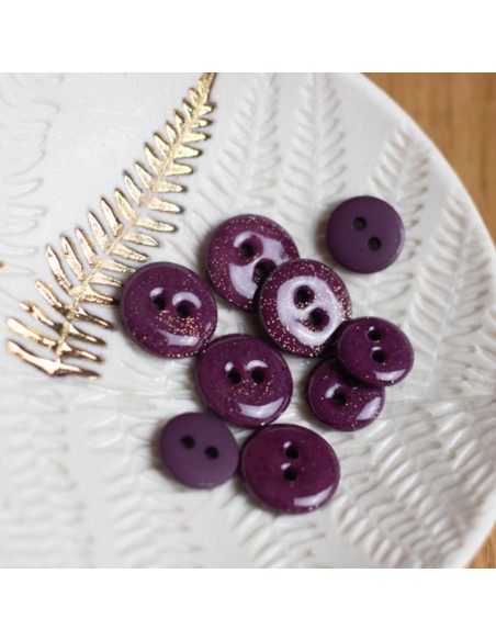 Cranberry, Bouton glitter deux trous, Violet (12mm), Lise Tailor