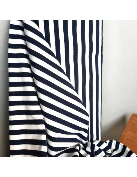 Cranberry, French Terry de coton, Rayures marines