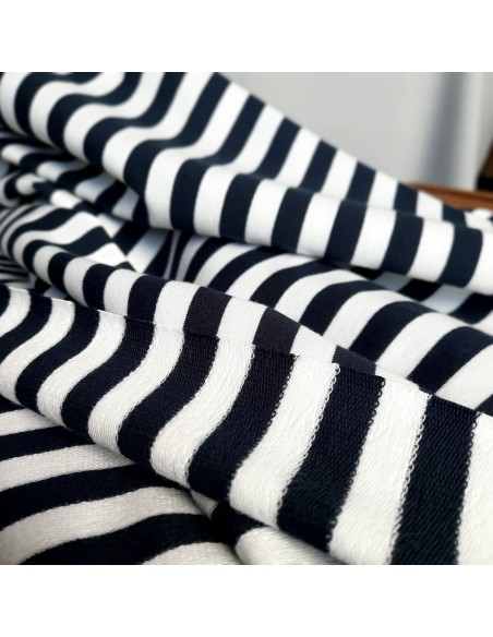 Cranberry, French Terry de coton, Rayures marines