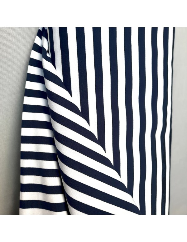 Cranberry, French Terry de coton, Rayures marines