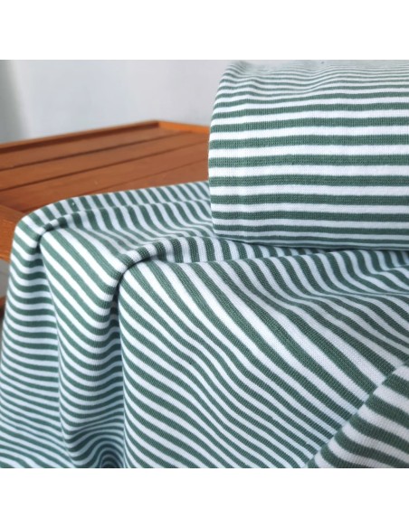 Cranberry, Bord côte de coton, Rayures vertes