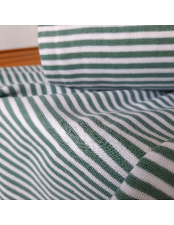 Cranberry, Bord côte de coton, Rayures vertes