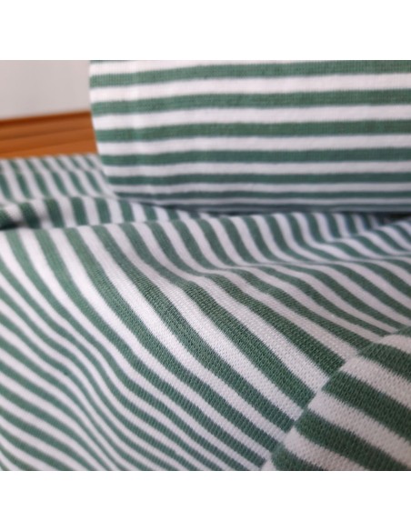 Cranberry, Bord côte de coton, Rayures vertes