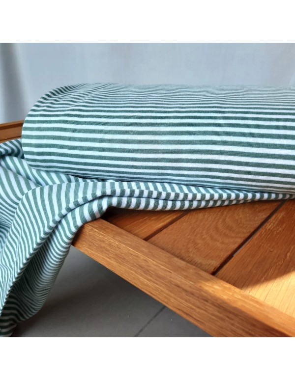 Cranberry, Bord côte de coton, Rayures vertes