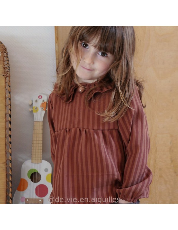 Cranberry, Twill de Tencel (sergé), Two-tone stripe, Meet Milk, Pécan