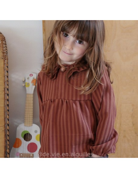 Cranberry, Twill de Tencel (sergé), Two-tone stripe, Meet Milk, Pécan