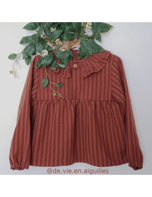 Cranberry, Twill de Tencel (sergé), Two-tone stripe, Meet Milk, Pécan