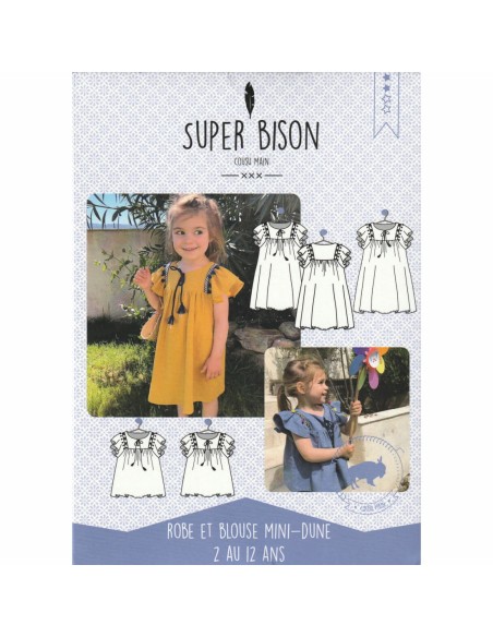 Cranberry, Patron Fille, Robe et blouse Mini-Dune (du 2 au 12 ans), Super Bison