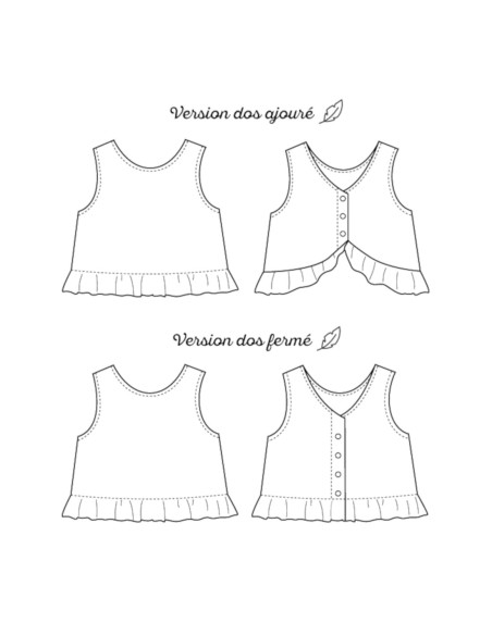 Cranberry, Patron enfant fille top reversible a volants mesange du 4 au 12 ans, Marmai patterns