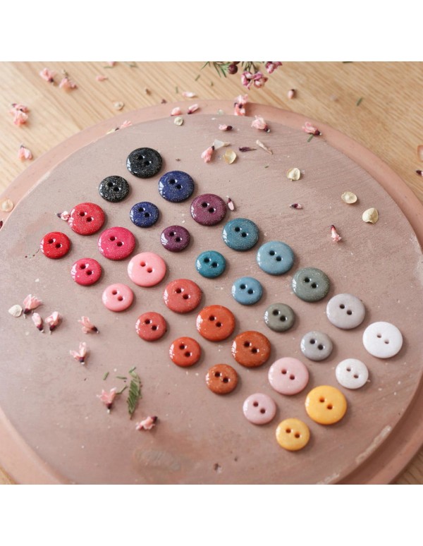 Cranberry, Bouton glitter deux trous, Miel (12mm), Lise Tailor