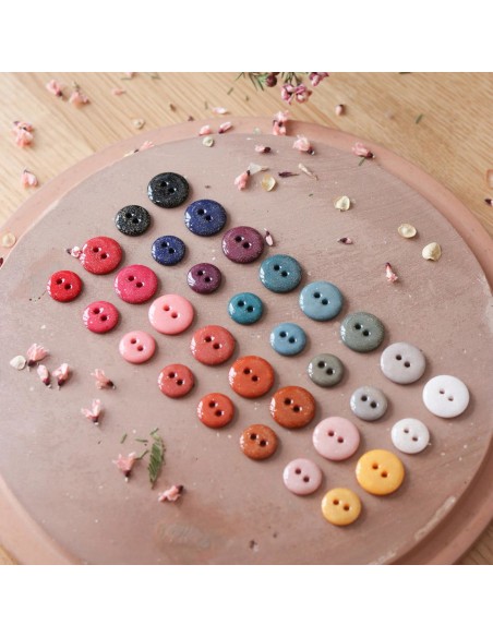 Cranberry, Bouton glitter deux trous, Miel (12mm), Lise Tailor