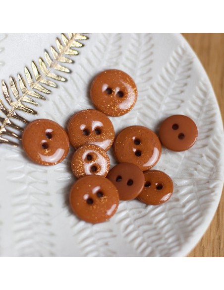 Cranberry, Bouton glitter deux trous, Miel (12mm), Lise Tailor