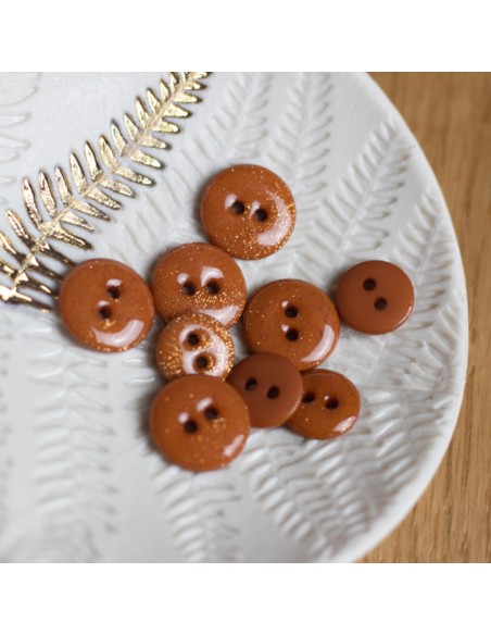 Cranberry, Bouton glitter deux trous, Miel (12mm), Lise Tailor