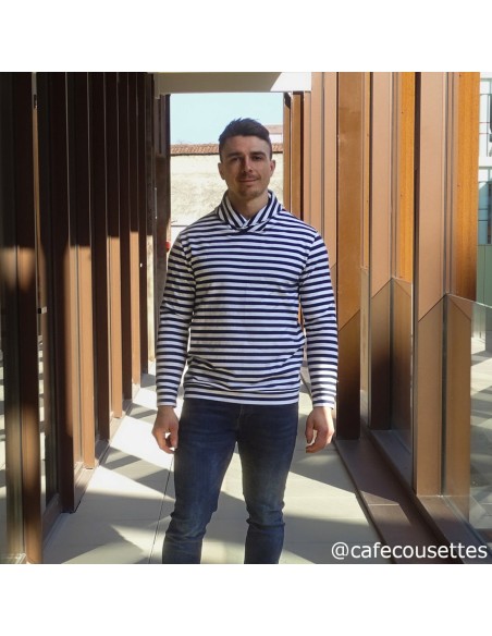 Cranberry, French Terry de coton, Rayures marines Sweat Cafe cousettes