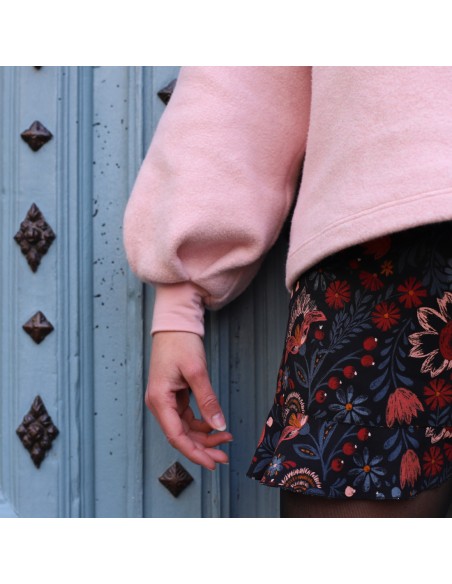 Cranberry, Sweat tout doux gratté en coton biologique, double face, Rose clair