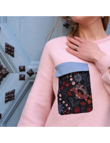 Cranberry, Sweat tout doux gratté en coton biologique, double face, Rose clair