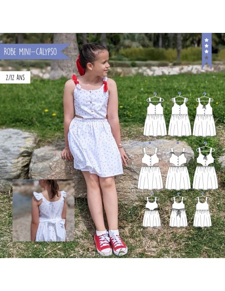 Cranberry, Patron Fille, Robe Mini-Calypso (du 2 au 12 ans), Super Bison