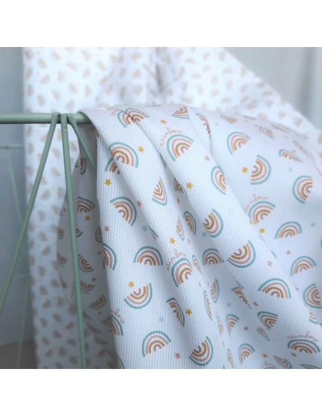 Cranberry, Piqué de coton, Arc-en-ciel, Blanc