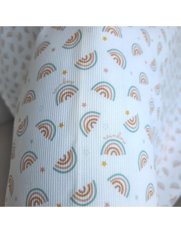 Cranberry, Piqué de coton, Arc-en-ciel, Blanc