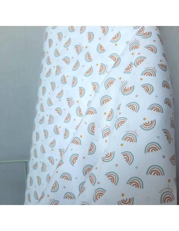 Cranberry, Piqué de coton, Arc-en-ciel, Blanc