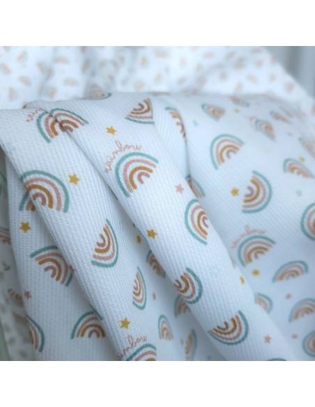 Cranberry, Piqué de coton, Arc-en-ciel, Blanc