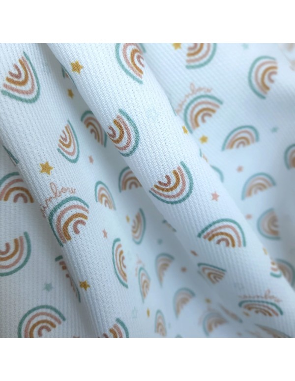 Cranberry, Piqué de coton, Arc-en-ciel, Blanc