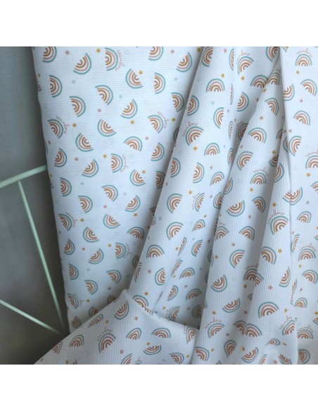 Cranberry, Piqué de coton, Arc-en-ciel, Blanc