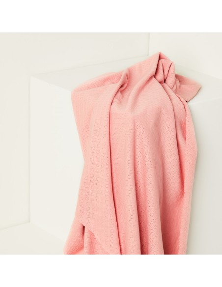 Jersey maille pointelle de coton Biologique, Rose pêche uni, Mind the maker, Cranberry